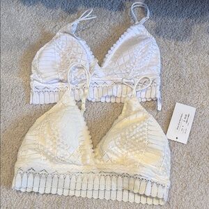 White and Cream Lace Bralette Set(Twin pack bundle)(Ships from OR)